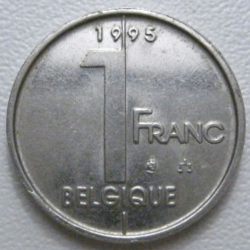 Бельгія Бельгия ^/--/^ Бельгія 1 франк 1995 року Belgique 42808 ^_^^^ Бельгия 1 франк 1995 года Belgique 42808 - фото фото фото