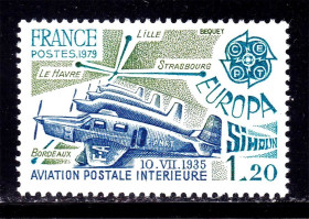 Транспорт Транспорт ^/--/^ Авиация .  Франция   1979 г MNH - EUROPA - CEPT - почта ^_^^^ Франція 1979 MNH - EUROPA - CEPT - пошта - фото фото фото