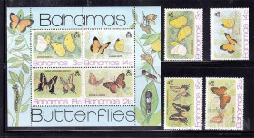 Фауна Фауна ^/--/^ Фауна . Багамы 1975 г MNH - серия - блок + марки -  бабочки ^_^^^ Багами 1975 MNH - серія - блок + марки - метелики - фото фото фото