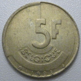 Бельгія Бельгия ^/--/^ Бельгія 5 франків 1993 року Belgique 42904 ^_^^^ Бельгия 5 франков 1993 года Belgique 42904 - фото фото фото