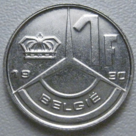 Бельгія Бельгия ^/--/^ Бельгія 1 франк 1990 року Belgie 42760 ^_^^^ Бельгия 1 франк 1990 года Belgie 42760 - фото фото фото