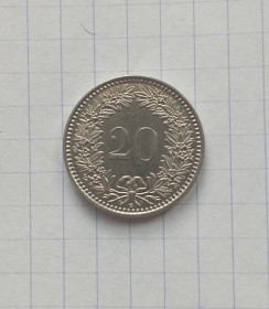 Швейцарія Швейцария ^/--/^ Швейцария  20 раппен 2014 г. ^_^^^ Швейцарія 20 раппен 2014 - фото фото фото