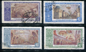 СРСР - СССР - ^/--/^ СССР. МОСКОВСКИЙ МЕТРОПОЛИТЕН. 1952 г. ГАШЕНАЯ. ^_^^^ СРСР. Московський метрополітен. 1952 гашена. - фото фото фото