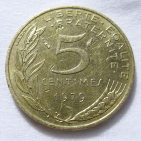 Франція Франция ^/--/^ Франція 5 сантимів 1979 року #6 /--/ П /--/ 1295 ^_^^^ Франция 5 сантимов 1979 года #6 /--/ П /--/ 1295 - фото фото фото