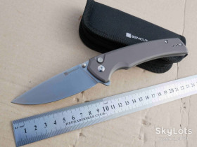 Ножі, мультітули Ножи, мультитулы ^/--/^ SENCUT Sachse Bundles S /--/ 21022 /--/ B-3, D /--/ 2 Satin, Aluminum Gray, Caged Ceramic Ball Bearing, Flipper, Outdoor, EDC, Button Lock - фото фото фото