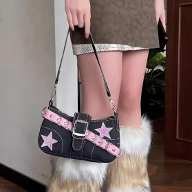 Клатчі Клатчи ^/--/^ Чорна сумка на плече з нашивками у вигляді зірок у стилі Y /--/ 2 /--/ K ^_^^^ Черная сумка на плечо с нашивками в виде звезд в стиле Y /--/ 2 /--/ K - фото фото фото