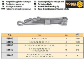 Ключі Ключи ^/--/^ Набор ключи рожково-накидные М 6-22 мм 12 штук VOREL-51630 ^_^^^ Набір ключі ріжково-накидні Польща М 6-22 мм 12 штук VOREL-51630 - фото фото фото