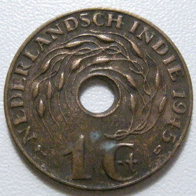 Індія Индия ^/--/^ Нідерландська Ост-Індія 1 цент 1945 року D 40657 ^_^^^ Голландская Ост-Индия 1 цент 1945 года D 40657 - фото фото фото