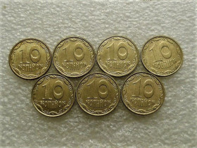 Обігові Обиходные ^/--/^ 10 копійок 2007 рік Україна &amp;quot; Штемпельний Блиск 7 штук одним лотом &amp;quot;  (746) ^_^^^ 10 копеек 2007 год Украина &amp;quot; Щтемпельный Блеск 7 штук одним лотом &amp;quot; (746) - фото фото фото