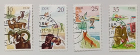 НДР, ФРН ГДР, ФРГ ^/--/^ ГДР 1977 Охота, 4 марки, гашеные ^_^^^ НДР 1977 Полювання, 4 марки, гашені - фото фото фото