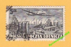 Польща Польша ^/--/^ АВИАЦИЯ 1952 ПОЛЬША Самолет ПАРОВОЗ Транспорт Гаш. ^_^^^ АВІАЦІЯ 1952 ПОЛЬЩА Літак ПАРОВОЗ Транспорт Гаш. - фото фото фото