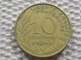 Франція Франция ^/--/^ Франция 10 сантимов 1974 года 3703 ^_^^^ Франція 10 сантимів 1974 3703 - фото фото фото