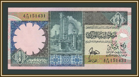 Лівія Ливия ^/--/^ Ливия 1/4 динара 1991 P-57  (57 /--/ a) UNC ^_^^^ Лівія 1/4 динара 1991 P-57 (57 /--/ a) UNC - фото фото фото