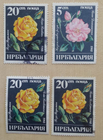 Флора Флора ^/--/^ Болгария 1985 г - розы, , гаш ^_^^^ Болгарія 1985 р - троянди, 3 шт (див.фото) - фото фото фото