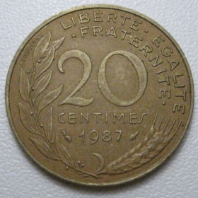 Франція Франция ^/--/^ Франція 20 сантимів 1987 року 42063 ^_^^^ Франция 20 сантимов 1987 года 42063 - фото фото фото