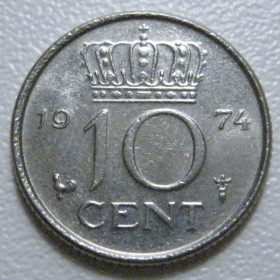 Нідерланди Нидерланды ^/--/^ Нідерланди 10 центів 1974 року 41144 ^_^^^ Нидерланды 10 центов 1974 года 41144 - фото фото фото