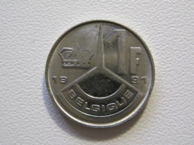 Бельгія Бельгия ^/--/^ Бельгия 1 франк 1991 года BELGIQUE #35501 ^_^^^ Бельгія 1 франк 1991 року BELGIQUE #35501 - фото фото фото
