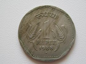 Індія Индия ^/--/^ Индия 1 рупия 1988 года #10232 ^_^^^ Індія 1 рупія 1988 року #10232 - фото фото фото