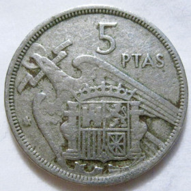 Іспанія Испания ^/--/^ Іспанія 5 песет 1957 року #6 /--/ П /--/ 1878 ^_^^^ Испания 5 песет 1957 года #6 /--/ П /--/ 1878 - фото фото фото