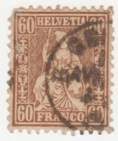 Швейцарія Швейцария ^/--/^ Швейцария 1862  г. № 26 гашеная ^_^^^ Швейцарія 1862 р. No 26 гашена - фото фото фото