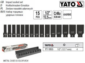Викрутки Отвертки ^/--/^ Набор головки торцевые YATO ударные глубокие 1/2 М /--/ 10-32 l /--/ 78 мм 15 штук YT-1055 ^_^^^ Польща ударні глибокі 1/2 &amp;quot; М /--/ 10-32 l /--/ 78 мм 15 штук YT-1055 - фото фото фото