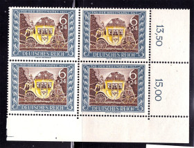 Третій Рейх (-) Третий Рейх (-) ^/--/^ Германия  Рейх 1943 г MNH  - квартблок - ^_^^^ Німеччина Рейх 1943 MNH - квартблок - фото фото фото