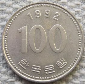 Республіка Корея Республика Корея ^/--/^ Южная Корея 100 вон 1992 года #11608 ^_^^^ Південна Корея 100 вон 1992 року #11608 - фото фото фото