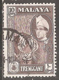 Малайзія Малайзия ^/--/^ Бр.Малайя     (Тренганну) 1957 Sc.80 гаш. ^_^^^ Бр.Малайя (Тренганну) 1957 Sc.80 гаш. - фото фото фото