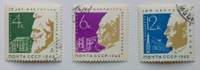 СРСР - СССР - ^/--/^ СССР 1963 75-летие института Пастера в Париже, гашеные ^_^^^ СРСР 1963 75-річчя інституту Пастера в Парижі, гашені - фото фото фото