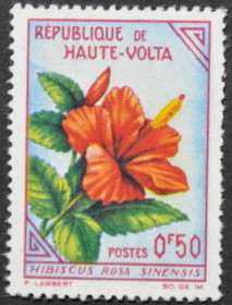 Інше Другое ^/--/^ Верхняя Вольта Флора Цветы Гибискус китайский 1963 ^_^^^ Верхня Вольта Флора Квіти Гібіскус китайський 1963 - фото фото фото