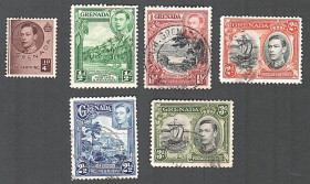 Острівні держави Островные государства ^/--/^ Гренада  (1937) Британская колония. Местные мотивы и король Георг VI ^_^^^ Гренада (1937) Британська колонія. Місцеві мотиви і король Георг VI - фото фото фото