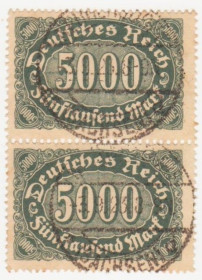 Веймарська республіка Веймарская республика ^/--/^ Германия         ( Рейх) 1922 г. №  239 гашеная пара ^_^^^ Німеччина (Рейх) 1922 р. No 239 гашена пара - фото фото фото