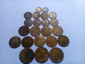 - - ^/--/^ СССР 1 2 3 5 копеек дореформенные 1926 - 1957 22 штуки ^_^^^ СРСР 1 2 3 5 копійок дореформені 1926 - 1957 22 штуки - фото фото фото