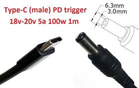 Інше Другое ^/--/^ Кабель-переходник триггер PD 18-20 /--/ v Type-C (max 5 /--/ a, 100 /--/ w) на 6.3 /--/ x /--/ 3.0 /--/ mm 1 /--/ m з USB Type-C (male) Power  - фото фото фото