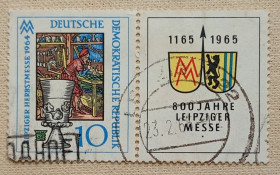 НДР, ФРН ГДР, ФРГ ^/--/^ ГДР 1964 г - Лейпцигская осенняя ярмарка, гаш, 2 шт  (см.фото) ^_^^^ НДР 1964 р - Лейпцизький осінняй ярмарок, гаш, 2 шт (див.фото) - фото фото фото