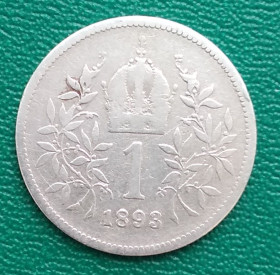 Австро-Угорщина Австро-Венгрия ^/--/^ Австрия 1 крона, 1893 г, серебро ^_^^^ Австрія 1 крона, 1893 р, срібло - фото фото фото