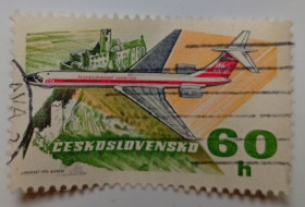 Чехословаччина Чехословакия ^/--/^ Чехословакия 1973 Самолет, 60 /--/ h, гашеная (II) ^_^^^ Чехословаччина 1973 Літак, 60 /--/ h, гашена (II) - фото фото фото