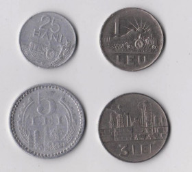 Румунія Румыния ^/--/^ 25 бани 1982 г., 1 и 3 лей 1966 г., 5 лей 1978 г.  РУМЫНИЯ  ^_^^^ 25 лазні 1982 р., 1 і 3 лей 1966 р., 5 лей 1978 р. - фото фото фото