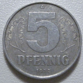 НДР, ФРН ГДР, ФРГ ^/--/^ Німеччина - НДР 5 пфенігів 1972 року 43348 ^_^^^ Германия - ГДР 5 пфеннигов 1972 года 43348 - фото фото фото