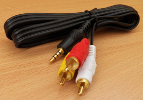 Кабелі та перехідники Кабели и переходники ^/--/^ Кабель TV audio 3.5 mm jack 4 pin * 3 /--/ RCA тюльпан 1.5 m NEW - фото фото фото