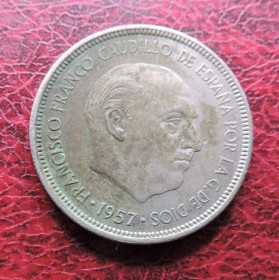 Іспанія Испания ^/--/^ Испания Іспанія 5 песет 1957 ^_^^^ Испания 5 песет 1957 - фото фото фото