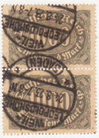 Веймарська республіка Веймарская республика ^/--/^ Германия          ( Рейх) 1922 г. №  235 гашеная пара ^_^^^ Німеччина (Рейх) 1922 р. No 235 гашена пара - фото фото фото