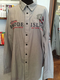 Сорочки Рубашки ^/--/^ Рубашка  Rhode Island  100%  cotton    (хлопок) в мелкую полоску с вышивкой, р. 58 ^_^^^ Сорочка Rhode Island 100% cotton (бавовна) в дрібну смужку з вишивкою, р. 58 - фото фото фото