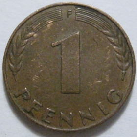 НДР, ФРН ГДР, ФРГ ^/--/^ Німеччина 1 пфеніг 1950 року F 41303 ^_^^^ Германия 1 пфенниг 1950 года F 41303 - фото фото фото