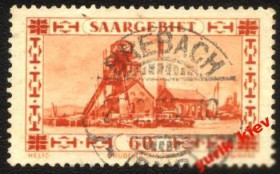 Веймарська республіка Веймарская республика ^/--/^ Германия -SAARGEBIET-  1930 г. № 142 гашеная ^_^^^ Німеччина -SAARGEBIET - 1930 р. No 142 гашена - фото фото фото