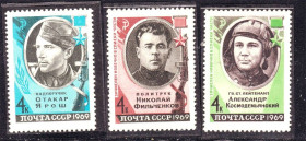 СРСР - СССР - ^/--/^ СССР 1969 г MNH - герои ^_^^^ 1969 — СРСР — герої - фото фото фото