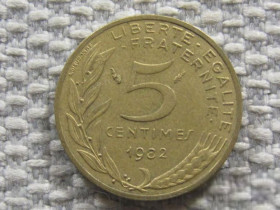 Франція Франция ^/--/^ Франция 5 сантимов 1982 года 3693 ^_^^^ Франція 5 сантимів 1982 3693 - фото фото фото