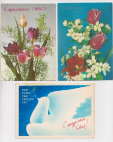 СРСР СССР ^/--/^ С ПРАЗДНИКОМ 1 МАЯ  3 ДМПК 1987 - 1988 - 1989 г.  ДЕРГИЛЕВ, ЛЮБЕЗНОВ  чистые  ^_^^^ З ПРАЗДНИКОМ 1 МАЯ 3 ДМПК 1987 - 1988 - 1989 р. ДЕРГІЛЕВ, ЛЮБЕЗНОВ чисті - фото фото фото
