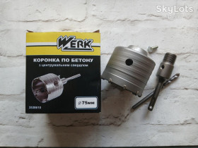 Бури Буры ^/--/^ Коронка для бетону Werk SDS-plus 75 мм 3538610 ^_^^^ Коронка по бетону Werk SDS-plus 75 мм - фото фото фото