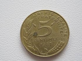 Франція Франция ^/--/^ Франция 5 сантимов 1987 года #16075 ^_^^^ Франція 5 сантимів 1987 року #16075 - фото фото фото